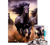 Puzzle 1000 pièces pour Adolescents Course de Trois Chevaux Défi éducatif Décoration Murale Jeux relaxants pour Les 14 Ans et Plus (38x52cm)
