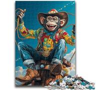 Puzzle 1000 pièces pour Adolescents Cowboy Monkey Design Dynamique et Unique Expérience de Puzzle relaxante et stimulante 26x38cm