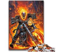 Puzzle 1000 pièces pour Adolescents, crâne enflammé sur Moto, entraînez Votre Cerveau et Vos Mains, Cadeaux d'anniversaire Uniques pour Les 14 Ans et Plus, 26x38cm