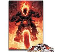 Puzzle 1000 pièces pour Adolescents, crâne enflammé sur Moto, pour Les 14 Ans et Plus, Jeu de réflexion, Meilleur Cadeau pour Adultes et Adolescents 50x75cm