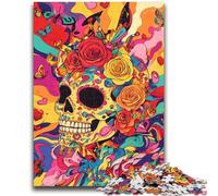 Puzzle 1000 pièces pour Adolescents, crâne psychédélique, Jeu intellectuel pour la décoration de la Maison, à partir de 14 Ans, 50x75cm
