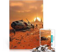 Puzzle 1000 pièces pour Adolescents Crash d'un Vaisseau Spatial sur Une planète désertique Casse-tête Bon Cadeau 38x26cm
