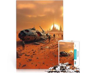 Puzzle 1000 pièces pour Adolescents Crash d'un Vaisseau Spatial sur Une planète désertique Jeu Pratique décoration Murale 52x38cm