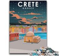 Puzzle 1000 pièces pour Adolescents Crète Grèce Voyage Art 1000 pièces pour Adolescents, Cadeaux Secret Santa pour Les 14 Ans et Plus (50x75cm)