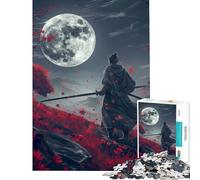 Puzzle 1000 pièces pour Adolescents Crimson Moon Samurai Défi éducatif Loisirs à la Maison Décoration Jouet pour Les 14 Ans et Plus (50x75cm)