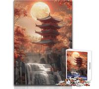 Puzzle 1000 pièces pour Adolescents Crimson Moon Temple Staycation - Jeux de détente pour Passer Le Temps - Cadeaux pour Femmes et Hommes (Taille 38x52cm)