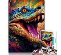 Puzzle 1000 pièces pour Adolescents, Crocodile du Nil psychédélique, Puzzle Adulte, Jeu de Quiz, décoration Murale, Cadeaux d'anniversaire et de Noël Uniques (Taille 38x26cm)
