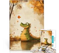Puzzle 1000 pièces pour Adolescents Crocodile Souriant en Automne Difficile et défi Car C'est Un pour Toute la Famille 75x50cm