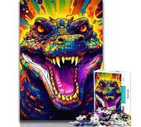 Puzzle 1000 pièces pour Adolescents, Crocodiles colorés, 1000 pièces pour Adultes et Adolescents, Cadeau d'anniversaire, Cadeaux pour et à partir de 14 Ans, 50x75cm