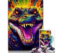 Puzzle 1000 pièces pour Adolescents Crocodiles colorés Puzzle 1000 pièces pour Adolescents Interaction Parent-Enfant à partir de 14 Ans (26x38cm)