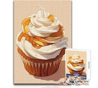 Puzzle 1000 pièces pour Adolescents - Cupcake au Caramel et à la crème - Design Attrayant - Jeu pour améliorer la mémoire - Cadeau d'anniversaire - Dimensions : 50x75cm