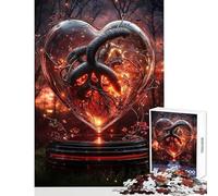 Puzzle 1000 pièces pour Adolescents Cœur brûlant dans Le Verre Jeu éducatif Cadeau d'anniversaire idéal pour Les Couples (50x75cm)