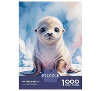 Puzzle 1000 Pièces pour Adolescents Cute Baby Seal Pup Watercolor Puzzles pour Adolescents, Casse-tête, Jeu D'assemblage De Motifs, Cadeau d'anniversaire Unique 38x26cm/1000pcs