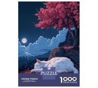 Puzzle 1000 Pièces pour Adolescents Cute Cat Sleeping Sakura Puzzles pour Adultes Jeux De Détente Cadeau d'anniversaire Cadeaux Uniques pour Un Anniversaire Et Noël 38x26cm/1000pcs