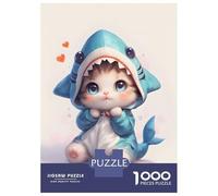 Puzzle 1000 Pièces pour Adolescents Cute Kitten Shark Costume Puzzles pour Adultes, Jeu De Réflexion, Assemblage De Motifs, Cadeaux d'anniversaire Et Cadeaux Uniques 52x38cm/1000pcs