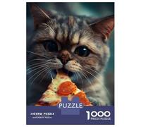 Puzzle 1000 Pièces pour Adolescents Cute Pizza Kitty Cat Puzzles pour Adolescents - Jeux Relaxants - Anti-Stress - Cadeaux Anti-Stress 38x26cm/1000pcs