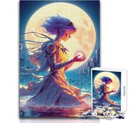 Puzzle 1000 pièces pour Adolescents Cyber Girl in The Night:Un Jeu de Construction Durable et agréable Dimensions:38x52cm
