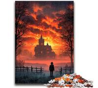 Puzzle 1000 pièces pour Adolescents Dark Castle pour 14 Ans et Plus Jeu de défi Unique Jeux en Famille Cadeaux d'anniversaire de Noël 50x75cm