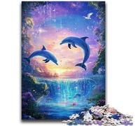 Puzzle 1000 pièces pour Adolescents Dauphins sautant Décompression intellectuelle Jouet éducatif Décoration Parfaite 50x75cm