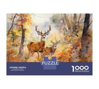 Puzzle 1000 Pièces Pour Adolescents Deer in Autumn Forest Puzzle Pour Adolescents - Niveau De Difficulté Élevé - Activités Amusantes À La Maison - Jouet Addictif Pour Développer La Patience 52x38cm/10