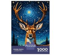 Puzzle 1000 Pièces pour Adolescents Deer Starry Night Puzzle pour Adolescents - Jeu Manuel - Décoration Parfaite - Idéal comme Cadeau 70x50cm/1000pcs
