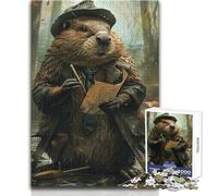 Puzzle 1000 pièces pour Adolescents - Détective Castor - Faune Sauvage - Idéal pour des soirées détente - Ajustement Parfait - Découpe précise - Dimensions:38x52cm