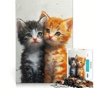 Puzzle 1000 pièces pour Adolescents, Deux Chatons Mignons, décoration soignée, Jeu d'exercice Mental, Jeu de détente, Cadeau Amusant de Noël (38x26cm)