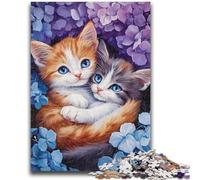 Puzzle 1000 pièces pour Adolescents Deux Chats blottis Ensemble Staycation Kill Time avec des pièces entièrement emboîtables de Formes aléatoires 50x75cm