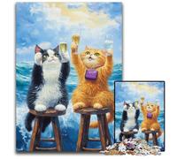 Puzzle 1000 pièces pour Adolescents, Deux Chats, en Bois, Jeux, Jouets, Cadeau, pour renforcer l'amour Entre Couples, à partir de 14 Ans, 50x75cm