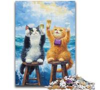 Puzzle 1000 pièces pour Adolescents Deux Chats pour Les 14 Ans et Plus Jouet éducatif intellectuel décompressant Excellent Cadeau 50x75cm
