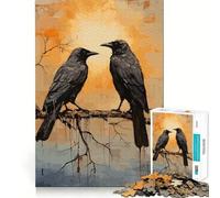 Puzzle 1000 pièces pour Adolescents, Deux Corbeaux Noirs, Bords précis, Art, entraînement cérébral, Jeu Calme et Amusant, Cadeau d'anniversaire (50x75cm)