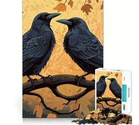Puzzle 1000 pièces pour Adolescents, Deux Corbeaux Noirs, décoration soignée, Jeu d'exercice Mental, Jeu de détente, Cadeau Amusant de Noël (38x52cm)
