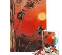 Puzzle 1000 pièces pour Adolescents Deux Opossums au Coucher du Soleil Puzzle 1000 pièces décoration intérieure Jouet éducatif Jeu au Design élégant (38x52cm)