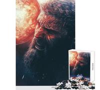 Puzzle 1000 pièces pour Adolescents Dieu en colère avec orbe enflammé Jeu de Construction Idée Cadeau Jeu Relaxant et décompressant Dimensions 50x75cm