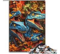 Puzzle 1000 pièces pour Adolescents Dinosaures dans Les Feuilles mortes, Aide Le Cerveau à exercer des Jouets addictifs pour cultiver la Patience Décoration Parfaite 50x75cm