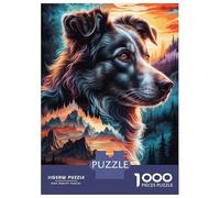 Puzzle 1000 Pièces pour Adolescents Dog and Mountain Landscape Puzzles pour Adolescents, Casse-tête, Jeu D'assemblage De Motifs, Cadeau d'anniversaire Unique 38x26cm/1000pcs