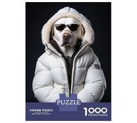 Puzzle 1000 Pièces pour Adolescents Dog with White Down Jacket Puzzle pour Adultes Décoration Murale Jouet mais Amusant Et Humoristique Cadeaux Uniques pour Anniversaire Et Noël 70x50cm/1000pcs
