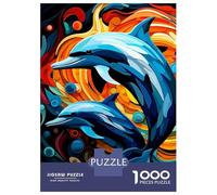 Puzzle 1000 Pièces pour Adolescents Dolphins in Abstract Colorful Ocean Puzzle pour Adultes, Jouet, Décoration Murale, Cadeaux pour Femmes, Anniversaire Et Cadeaux Uniques 70x50cm/1000pcs
