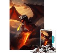 Puzzle 1000 pièces pour Adolescents Dragon Ancien de feu Rouge Jeu éducatif Stimulant et Casse-tête pour Un Père Noël Secret (Dimensions 38x26cm)