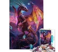 Puzzle 1000 pièces pour Adolescents Dragon Autour du Cristal Défi éducatif Décoration Murale Jeux relaxants pour Les 14 Ans et Plus (38x26cm)