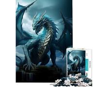 Puzzle 1000 pièces pour Adolescents Dragon Bleu ancestral de l'eau Jeu éducatif et Casse-tête pour Toute la Famille Cadeau d'anniversaire (Dimensions 38x26cm)