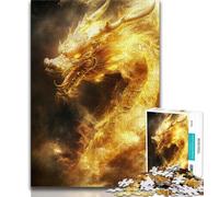 Puzzle 1000 pièces pour Adolescents Dragon Chinois doré, Jeu Stimulant et Familial avec des pièces de Formes aléatoires entièrement emboîtables (75x50cm)