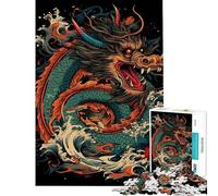 Puzzle 1000 pièces pour Adolescents Dragon Chinois en Couleurs Jeu Anti-Stress Analyse et logique Défi à relever (Dimensions 38x26cm)