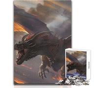 Puzzle 1000 pièces pour Adolescents - Dragon cracheur de feu - Jeu de précision et de détente - Dimensions:38x26cm