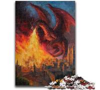 Puzzle 1000 pièces pour Adolescents Dragon de feu, Anti-Stress, défi Difficile, Cadeaux du Père Noël Secret pour Les 14 Ans et Plus 26x38cm