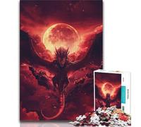 Puzzle 1000 pièces pour Adolescents Dragon de Lune de Sang 1000 pièces pour Adultes, Anti-Stress, défi Difficile, Cadeaux du Père Noël Secret (Taille 75x50cm)