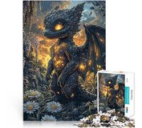Puzzle 1000 pièces pour Adolescents Dragon de Pierre dans la Prairie Jeu Stimulant Chaque pièce est Unique - Jeu Familial Stimulant et Amusant 75x50cm