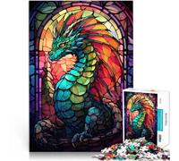 Puzzle 1000 pièces pour Adolescents Dragon en vitrail Entraînez Votre Cerveau et Vos Mains Cadeaux pour Les Amis et la Famille 38x26cm