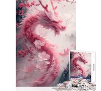 Puzzle 1000 pièces pour Adolescents Dragon et Fleurs de Cerisier Décoration intérieure Jouet activité Artistique Cadeau Jeu Amusant pour développer sa motricité Fine et Son Cerveau Dimensions 38x52cm