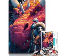 Puzzle 1000 pièces pour Adolescents Dragon Knight, Puzzle 1000 pièces Difficile, Jeux éducatifs Anti-Stress, décoration d'intérieur Unique et Cadeaux 50x75cm